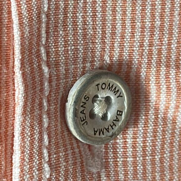 Tommy Bahama Jeans Island Crafted Red Striped Linen Blend Button Down Shirt M - Picture 5 of 10